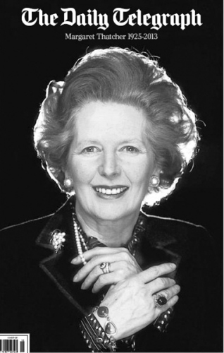 英国《每日电讯报》头版有关撒切尔离世报道 英国《每日电讯报》头版有关撒切尔离世报道
